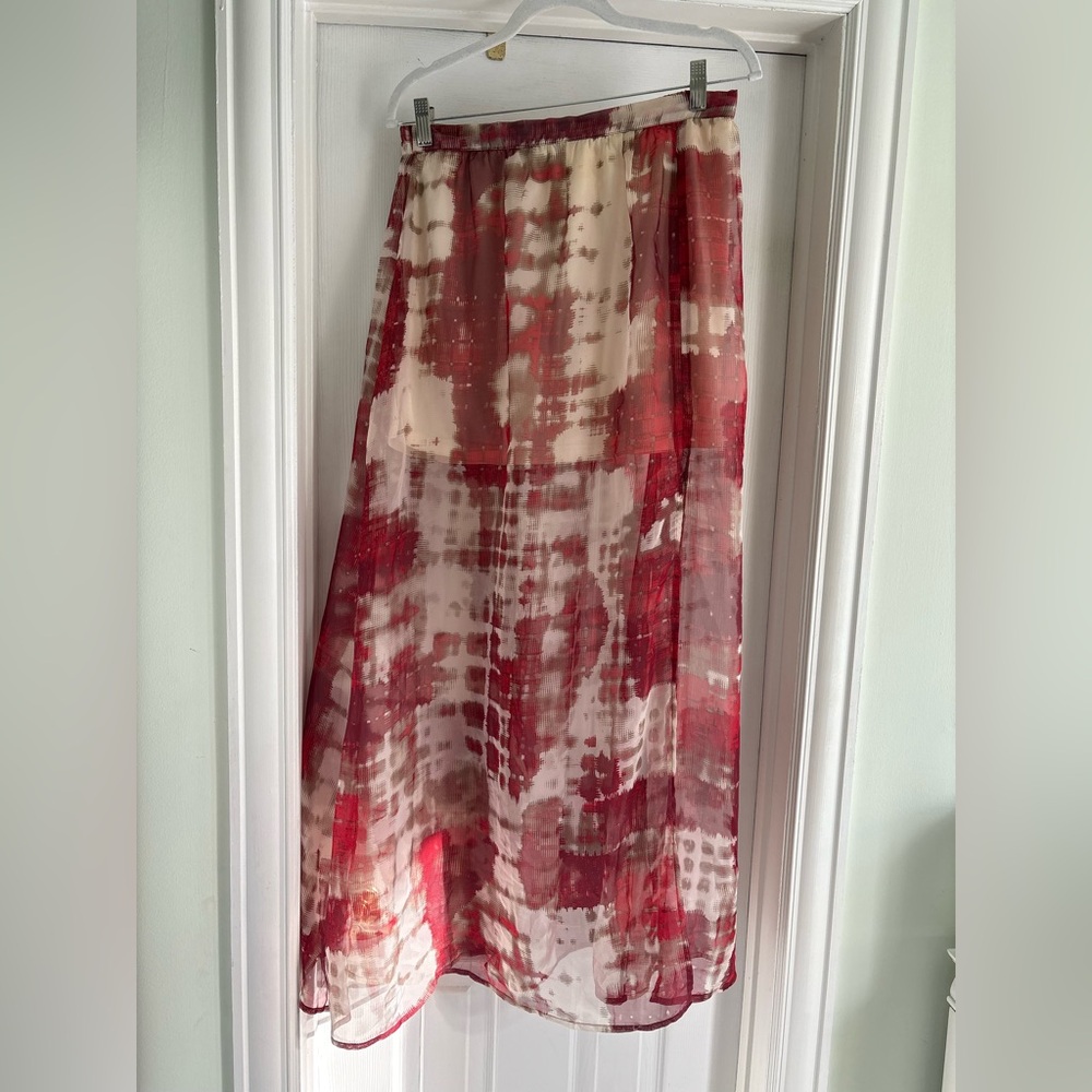 ARDEN B Red Tie-Dye Sheer Skirt